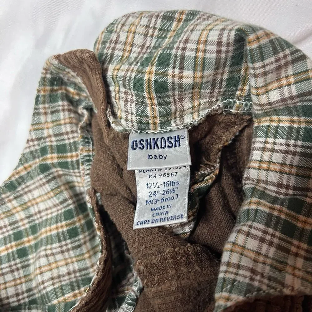 Oshkosh B'Gosh Brown Corduroy Embroidered Overalls Size 3-6 Months Baby Kid Fall
